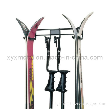 Double Ski and Poles Hanging Metal Wall Ski Storage Rack
